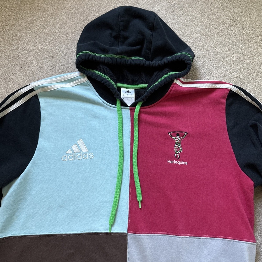 Adidas HARLEQUINS FC Rugby Union 2014-15 Hoodie Sweatshirt Sz L - Picture 4 of 12